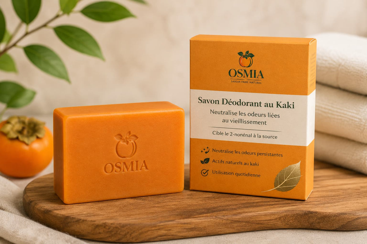 Savon au kaki japonais Osmia contre les odeurs de vieillesse et le nonénal
